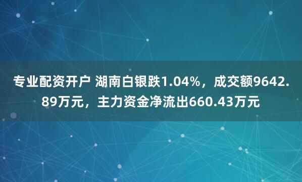 专业配资开户 湖南白银跌1.04%，成交额9642.89万元，主力资金净流出660.43万元